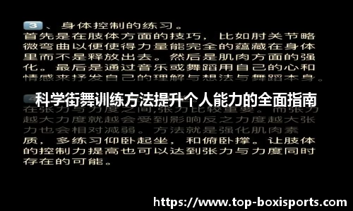 科学街舞训练方法提升个人能力的全面指南